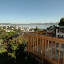 View of San Francisco Bay as seen from 2nd story deck in Sausalito, California